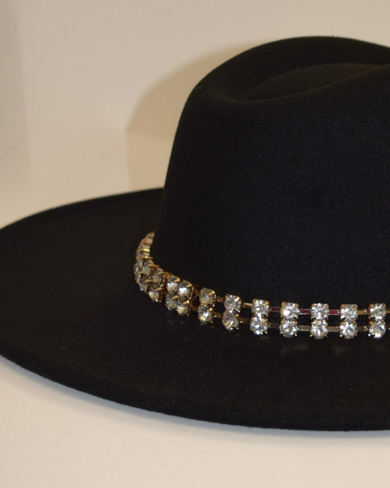 Black Embellished Rhinestone Strap Fedora Hat - Cindy Jane Boutique - Hats