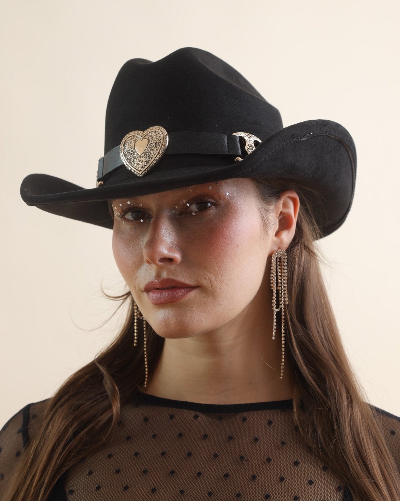 Black Heart Buckle Western Trendy Cowgirl Hat - Cindy Jane Boutique - Hats