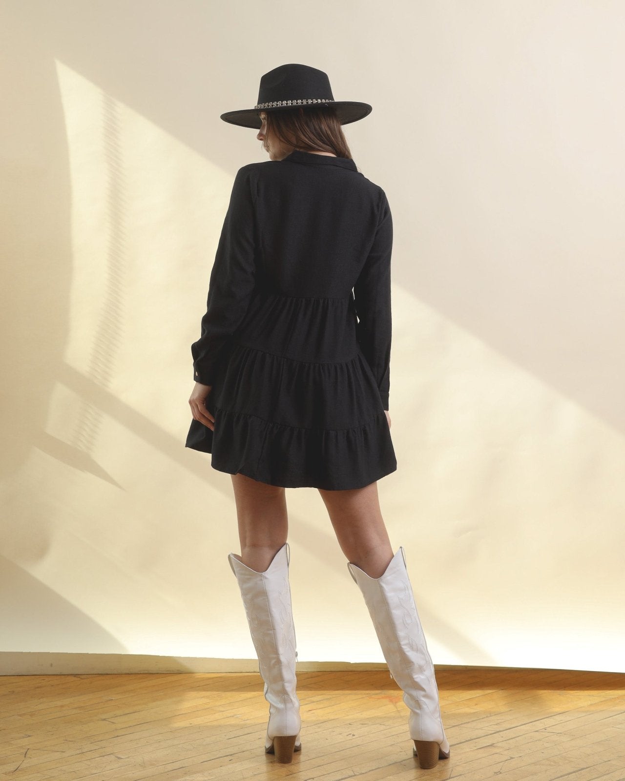Black Tiered Long Sleeve Corduroy Mini Dress Cindy Jane Boutique Black Tiered Long Sleeve Corduroy Mini Dress Cindy Jane Boutique