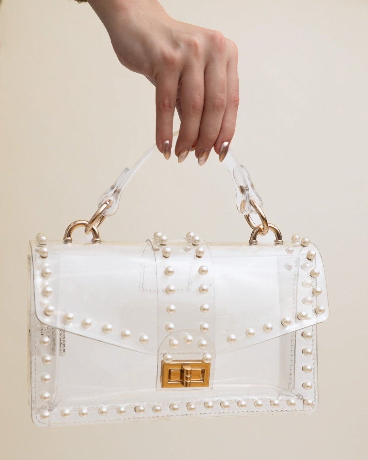 Clear Rhinestone and Pearl Trim Crossbody Bag - Cindy Jane Boutique - Handbags & Purses