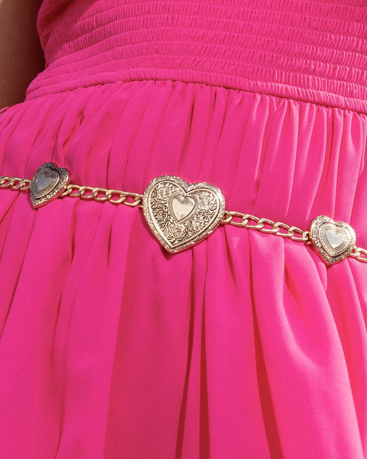 Embossed Linked Heart Chain Belt - Cindy Jane Boutique - Belts