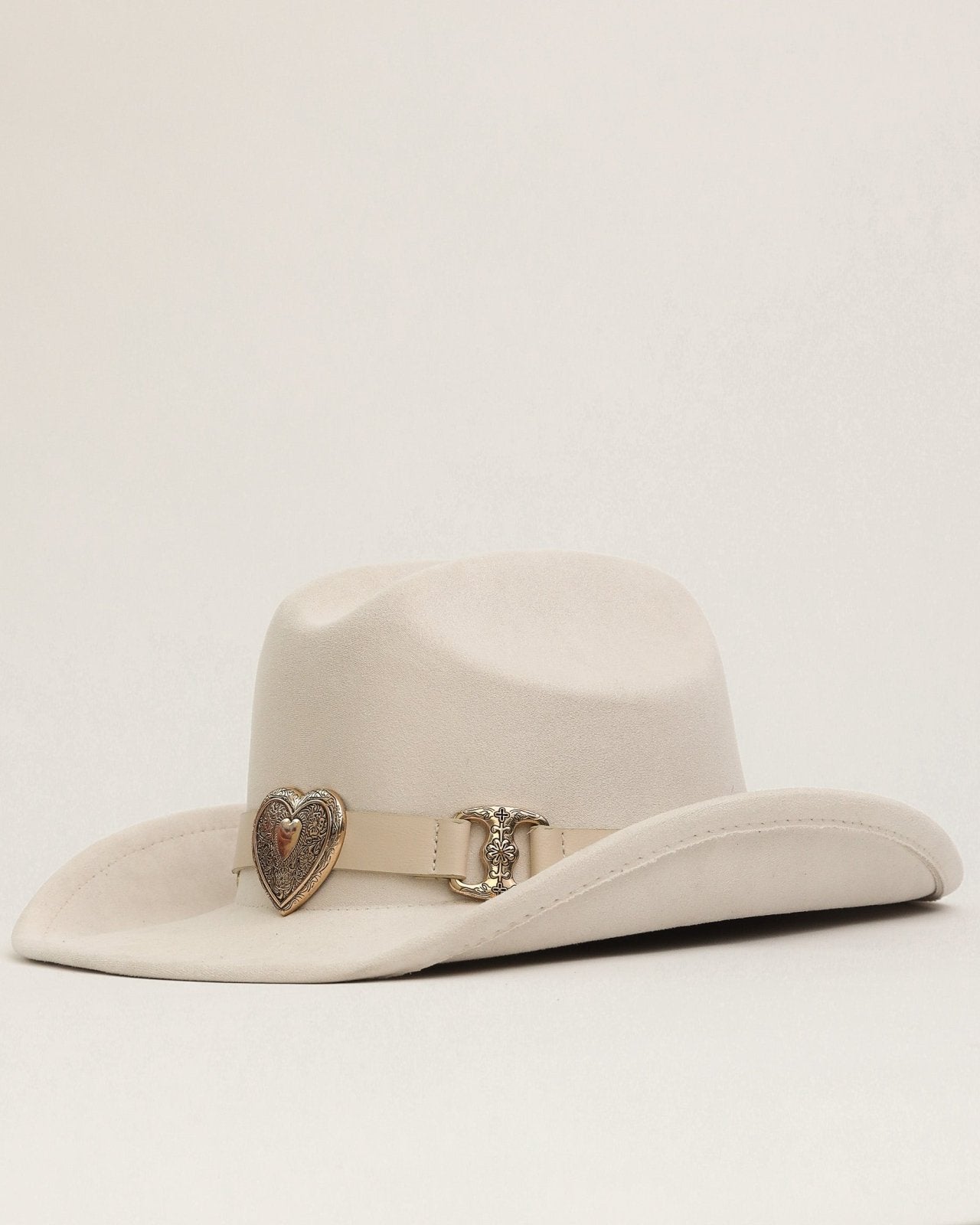 Ivory Heart Buckle Western Trendy Cowgirl Hat - Cindy Jane Boutique - Hats