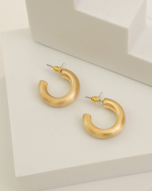 Mini Satin Open Chunky Hoop Earrings - Cindy Jane Boutique - Earrings