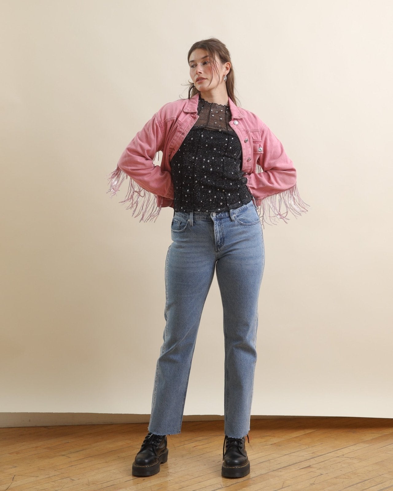 Pink Western Sequin Embellished Fringe Jacket - Cindy Jane Boutique - Coats & Jackets