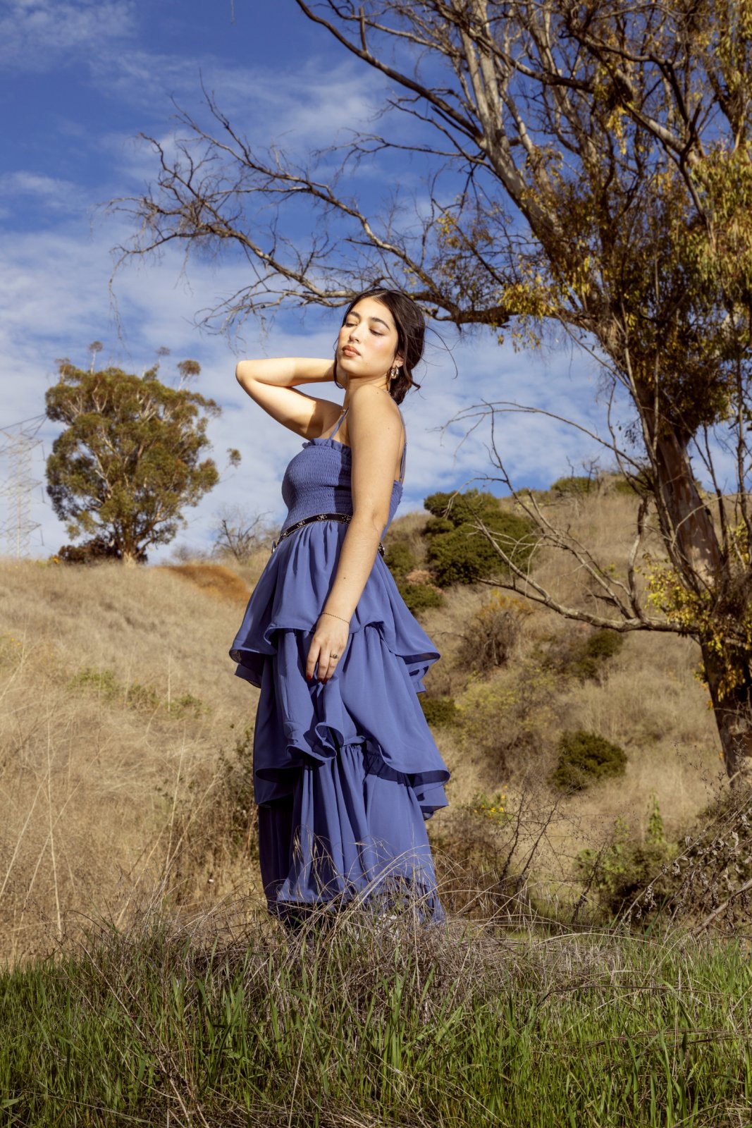 Slate Blue Sleeveless Tiered Ruffle Maxi Dress Slate Blue Sleeveless Tiered Ruffle Maxi Dress