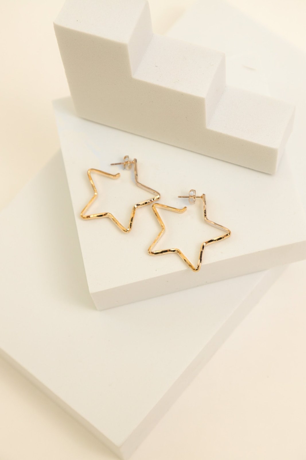 Textured Star Hoop Earrings - Cindy Jane Boutique - Earrings