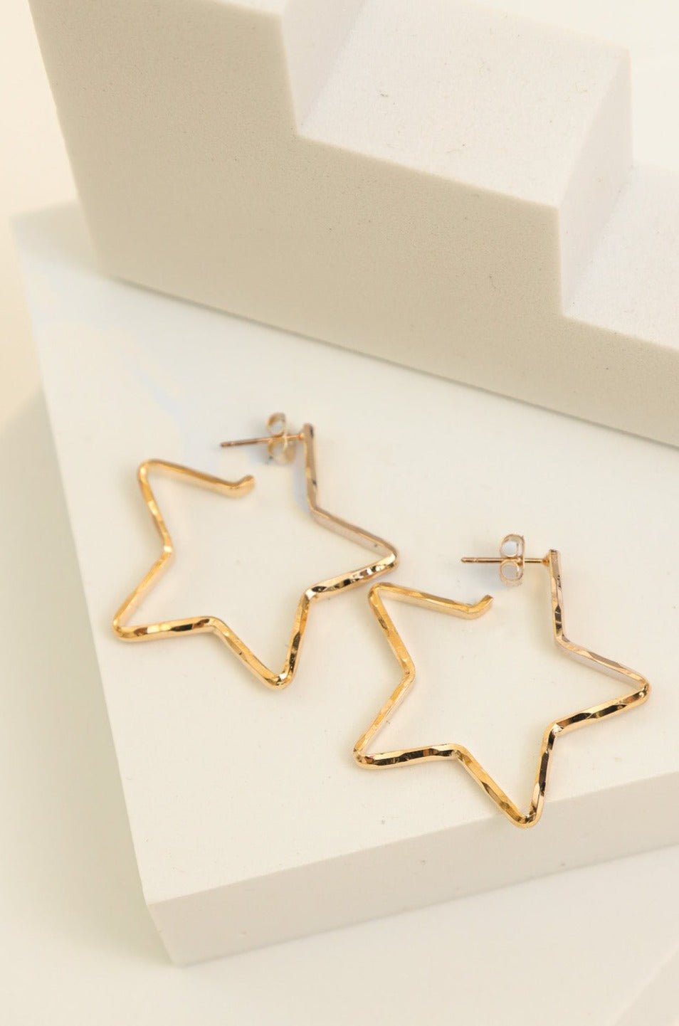 Textured Star Hoop Earrings - Cindy Jane Boutique - Earrings